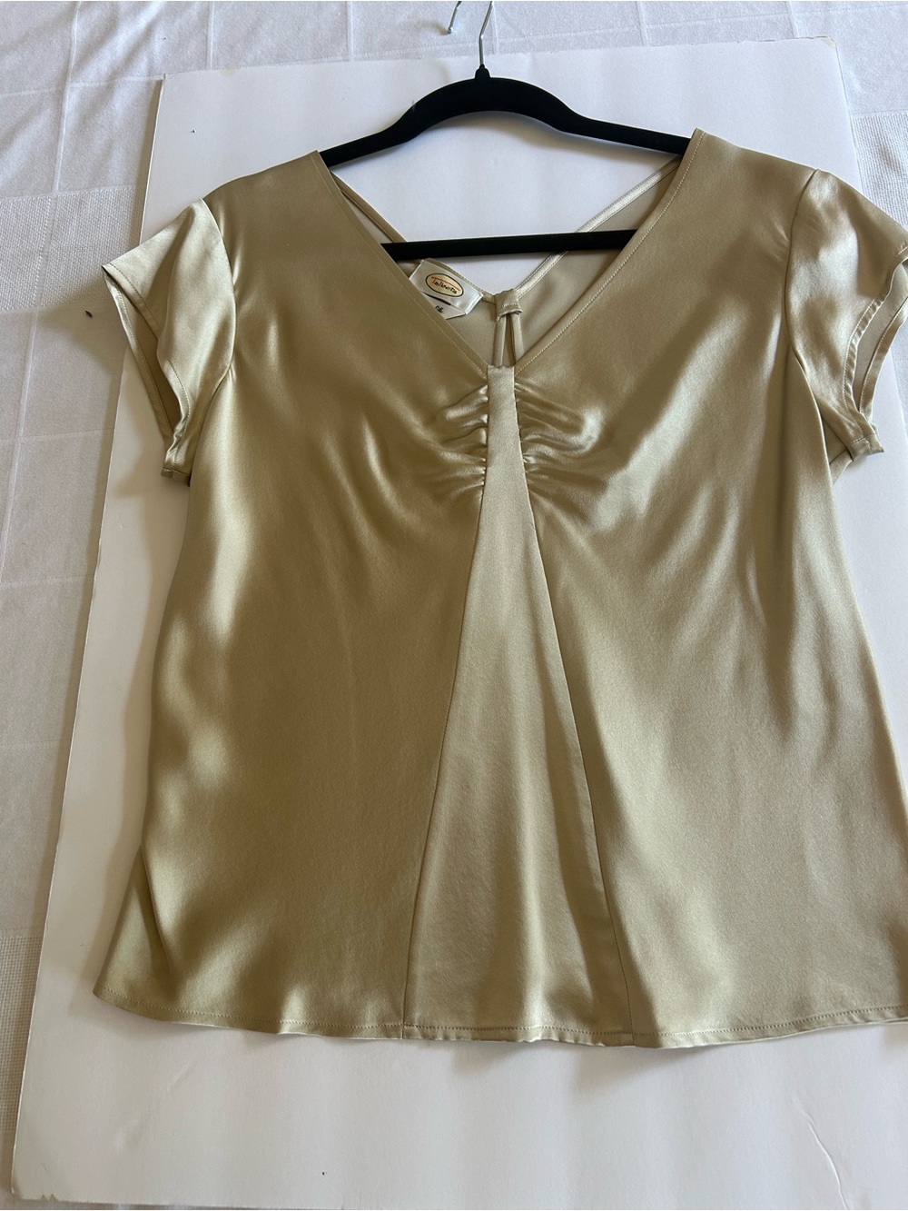 Talbots Pure Silk Cap Sleeve Blouse Champagne Gold Size 8